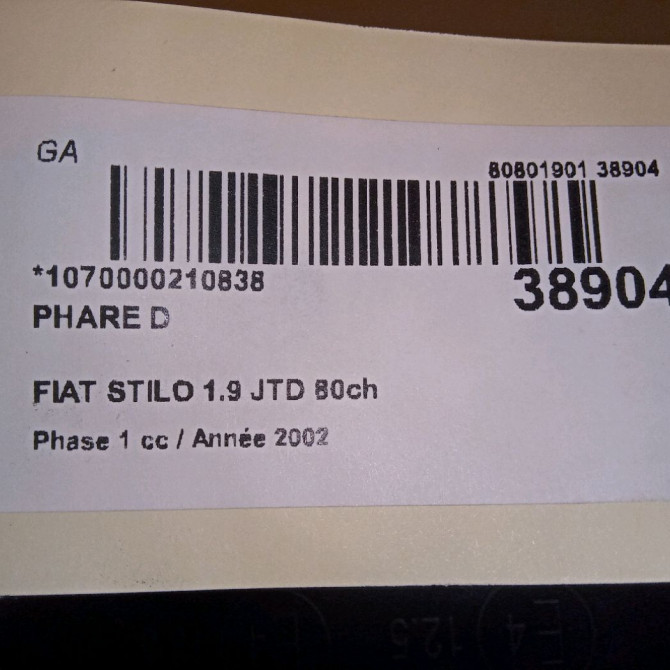 Phare droit occasion FIAT STILO Phase 1 10-2001->09-2007 1.9 JTD 80ch 51712710 4