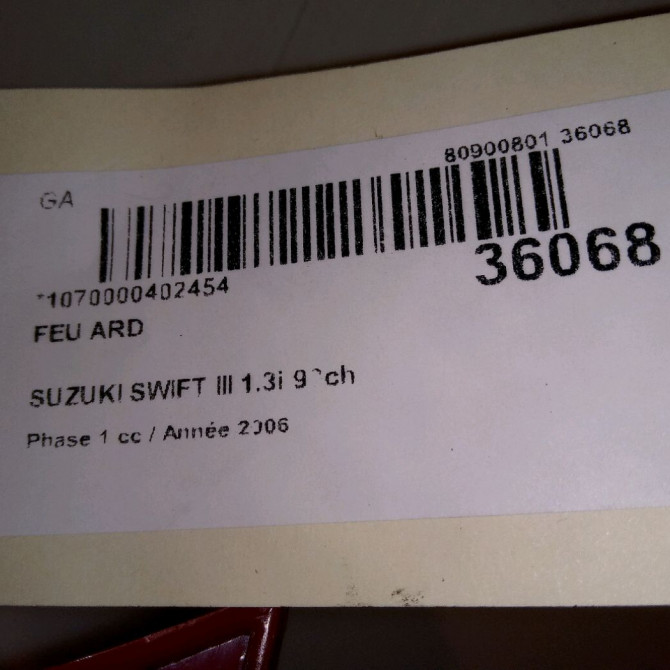 Feu arrière droit occasion SUZUKI SWIFT III Phase 1 03-2005->09-2011 1.3i 90ch 3565063J00 4