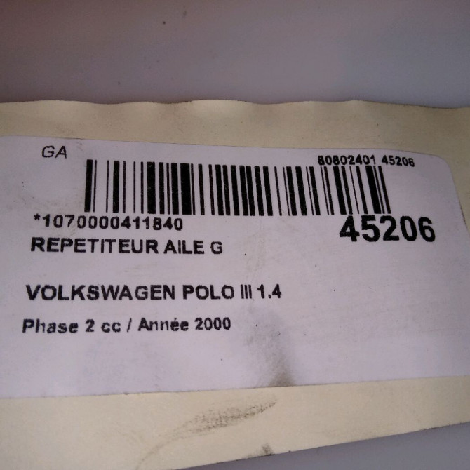 Répétiteur aile gauche occasion VOLKSWAGEN POLO III Phase 2 11-1999->12-2001 1.4 TDI 75ch 1J5949117A 4