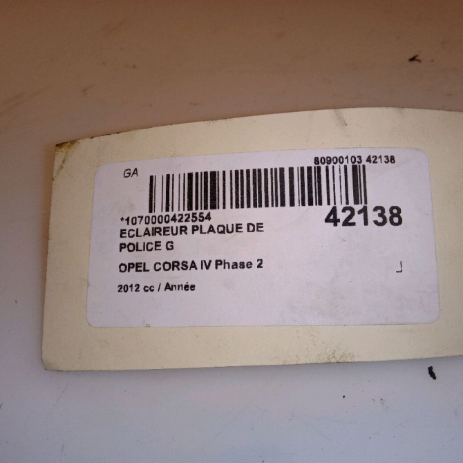 Eclaireur plaque de police g occasion OPEL CORSA IV Phase 2 01-2011->03-2015 13251936 5