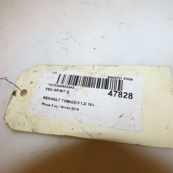 Feu arrière interieur gauche occasion RENAULT TWINGO II Phase 2 12-2011->12-2014 1.2i 16v 75ch 4