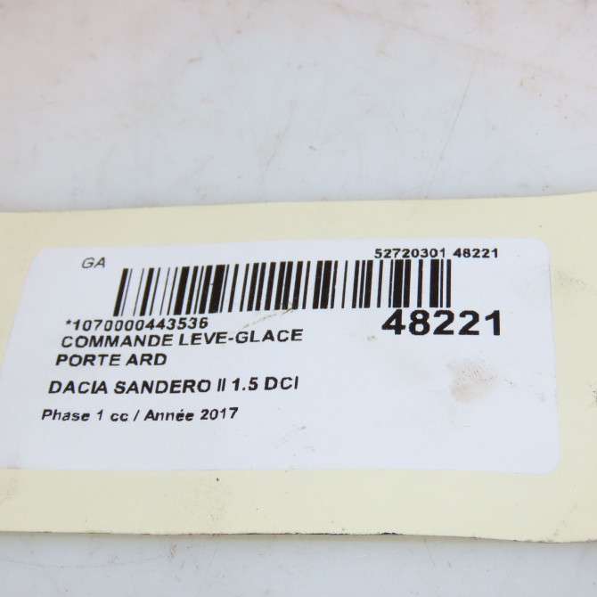 Commande leve-glace porte arrière droite occasion DACIA SANDERO II Phase 1 10-2012->... 1.5 DCI 90ch 3