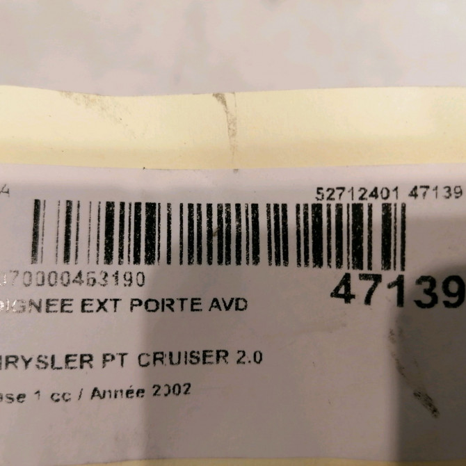 Poignee ext porte avd occasion CHRYSLER PT CRUISER Phase 1 09-2000->12-2005 2.0 141ch 4724912AD 4