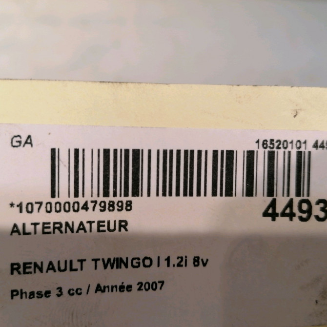 Alternateur occasion RENAULT TWINGO I Phase 3 08-2000->06-2007 1.2i 8v 60ch 7701058244 5