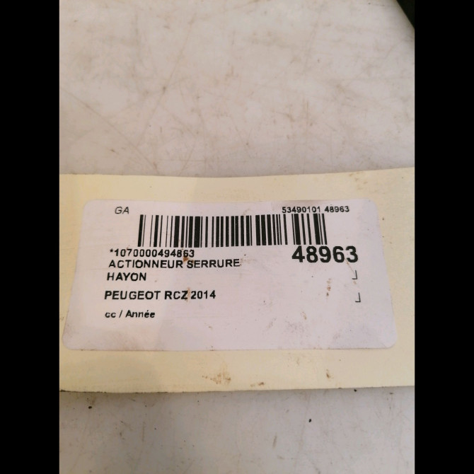 Actionneur serrure hayon occasion PEUGEOT RCZ 3