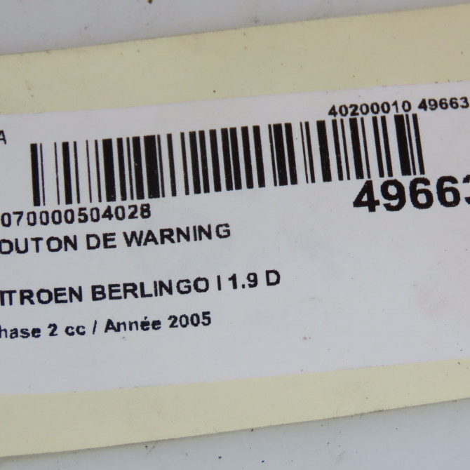 Bouton de warning occasion CITROEN BERLINGO I Phase 2 11-2002->10-2010 1.9 D 6554V6 3