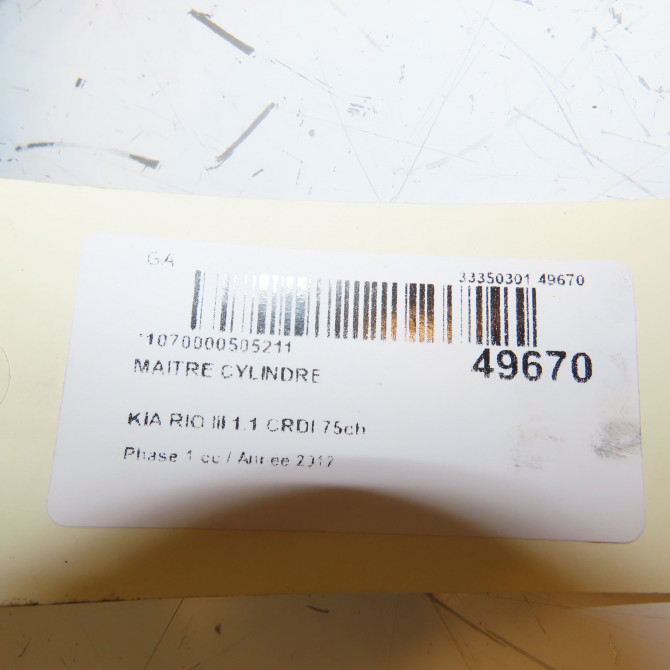 Maitre cylindre occasion KIA RIO III Phase 1 06-2011->... 1.1 CRDI 75ch 585101R200 6