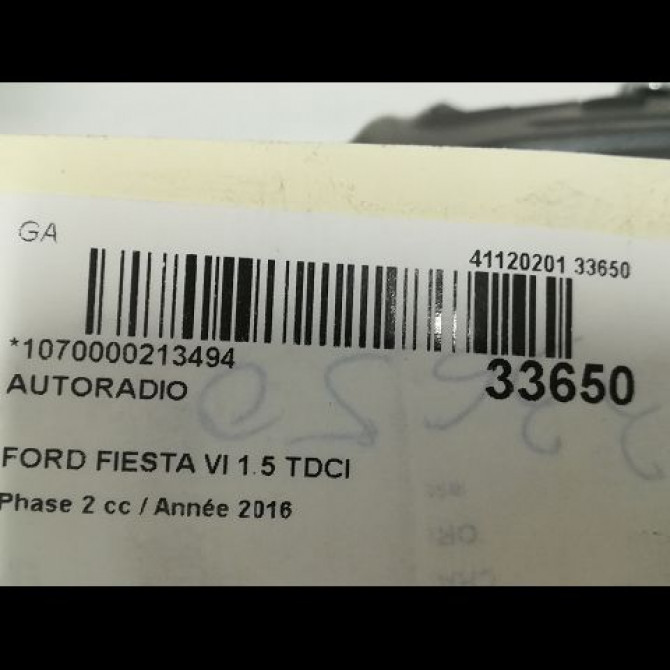 Autoradio occasion FORD FIESTA VI Phase 2 11-2012->... 1.5 TDCI 75ch 2342422 3