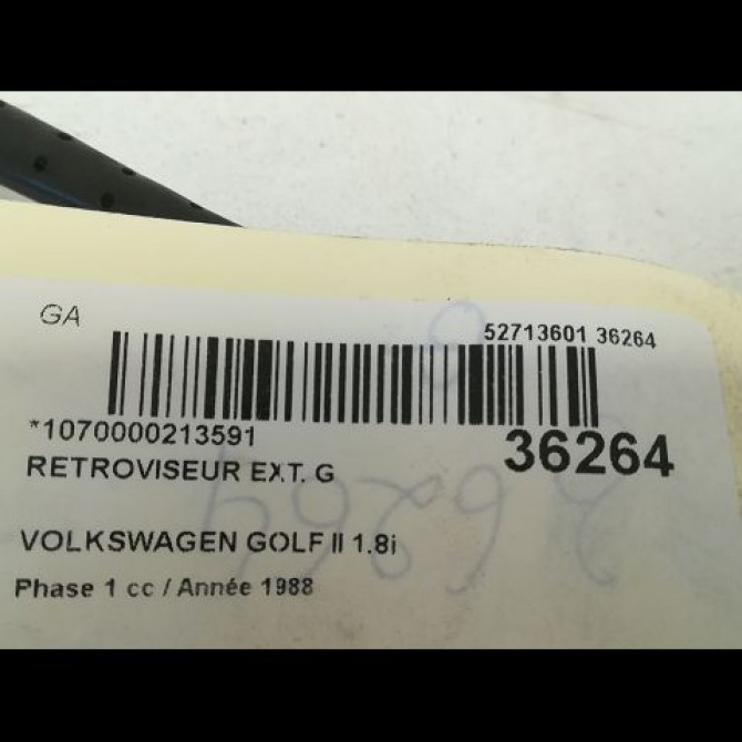 Retroviseur exterieur gauche occasion VOLKSWAGEN GOLF II Phase 1 01-1984->06-1992 1.8i 90ch 3