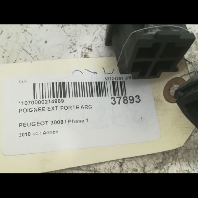 Poignee ext porte arg occasion PEUGEOT 3008 I Phase 1 04-2009->12-2013 3