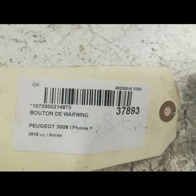 Bouton de warning occasion PEUGEOT 3008 I Phase 1 04-2009->12-2013 3