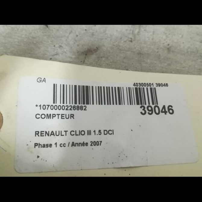 Compteur occasion RENAULT CLIO III Phase 1 09-2005->03-2009 1.5 DCI 85ch 8201031461 3