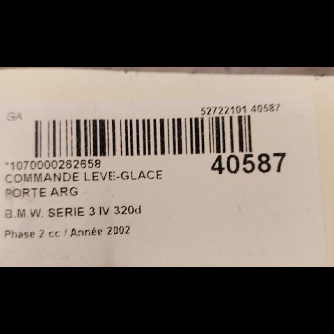 Commande leve-glace porte arrière gauche occasion B.M.W. SERIE 3 IV Phase 2 09-2001->03-2005 320d 3
