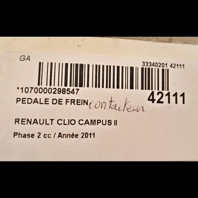 Pedale de frein occasion RENAULT CLIO CAMPUS II Phase 2 07-2009->12-2012 1.5 DCI 65ch 8200115368 3