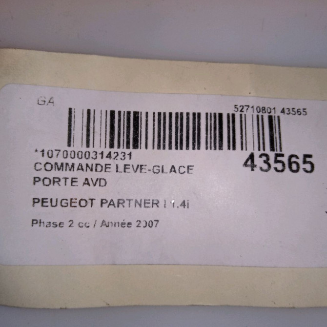 Commande lève-glace porte avant droite occasion PEUGEOT PARTNER I Phase 2 11-2002->05-2008 1.4i 4
