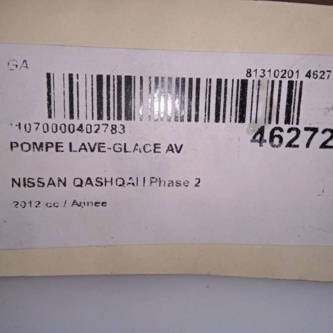Pompe lave-glace avant occasion NISSAN QASHQAI I Phase 2 LONG +2 03-2010->04-2014 28920BU010 5
