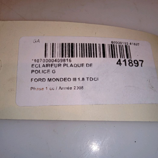 Eclaireur plaque de police g occasion FORD MONDEO III Phase 1 06-2007->09-2010 1.8 TDCI 125ch 1479968 5