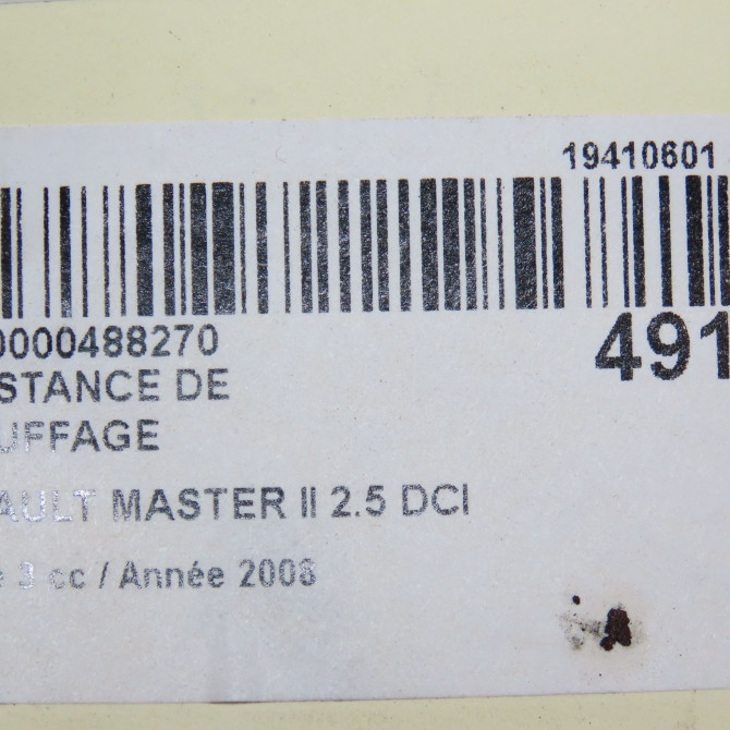 Resistance de chauffage occasion RENAULT MASTER II Phase 3 06-2006->04-2010 2.5 DCI 100ch 7701207993 4
