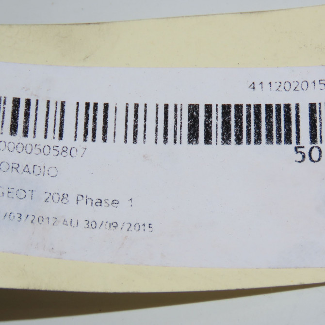 Autoradio occasion PEUGEOT 208 208 Phase 1 2012-03-01->2015-09-30 7