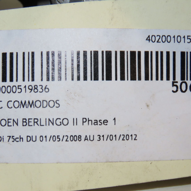 Bloc commodos occasion CITROEN BERLINGO II Phase 1 05-2008->01-2012 1.6 HDi 75ch 6242NW 7