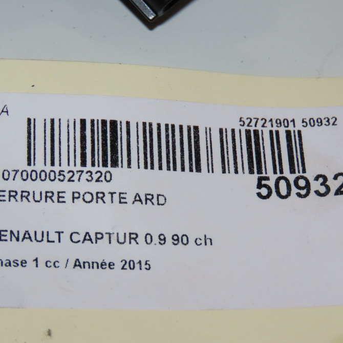 Serrure porte ard occasion RENAULT CAPTUR Phase 1 02-2013->... 0.9 90 ch 805027072R 7