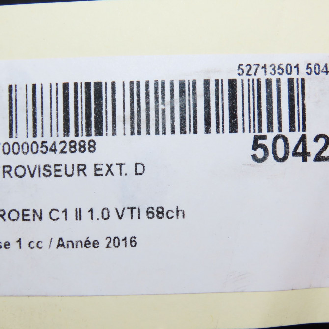Retroviseur exterieur manuel droit occasion CITROEN C1 II Phase 1 06-2014->... 1.0 VTI 68ch B000780880 5