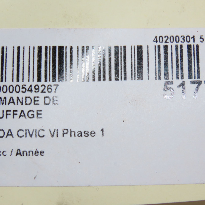 Commande de chauffage occasion HONDA CIVIC VI Phase 1 03-2001->12-2003 79500S04G01ZA 6