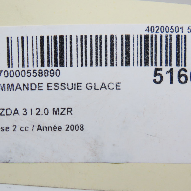 Commande essuie glace occasion MAZDA 3 I Phase 2 07-2006->06-2009 2.0 MZR BP4N66128 5