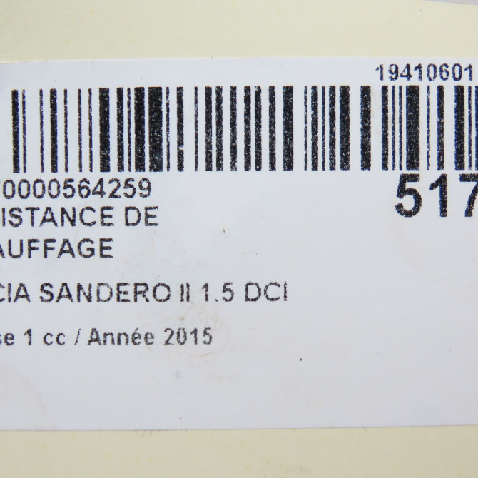 Resistance de chauffage occasion DACIA SANDERO II Phase 1 10-2012->... 1.5 DCI 90ch 271435467R 4