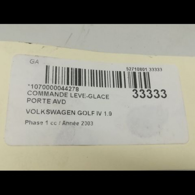 Commande lève-glace porte avant droite occasion VOLKSWAGEN GOLF IV GOLF IV Phase 1 1998-01-01->2005-06-30 1.9 TDI 100ch 3B0959855B01C 4