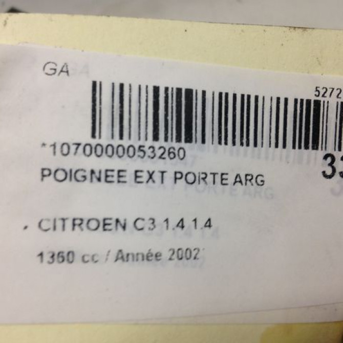 Poignee ext porte arg occasion CITROEN C3 I Phase 1 04-2002->10-2005 1.1i 9101W2 3