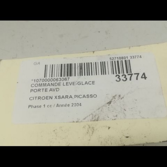 Commande lève-glace porte avant droite occasion CITROEN XSARA PICASSO Phase 1 12-1999->02-2004 2.0 HDi 90ch 3