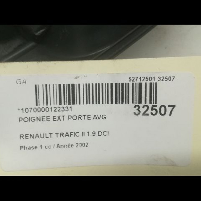 Poignee ext porte avg occasion RENAULT TRAFIC II Phase 1 10-2001->08-2006 1.9 DCI 100ch 805064407R 3