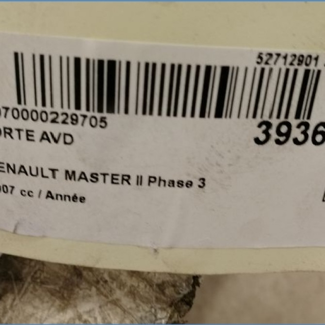 Porte avant droite occasion RENAULT MASTER II Phase 3 06-2006->04-2010 3