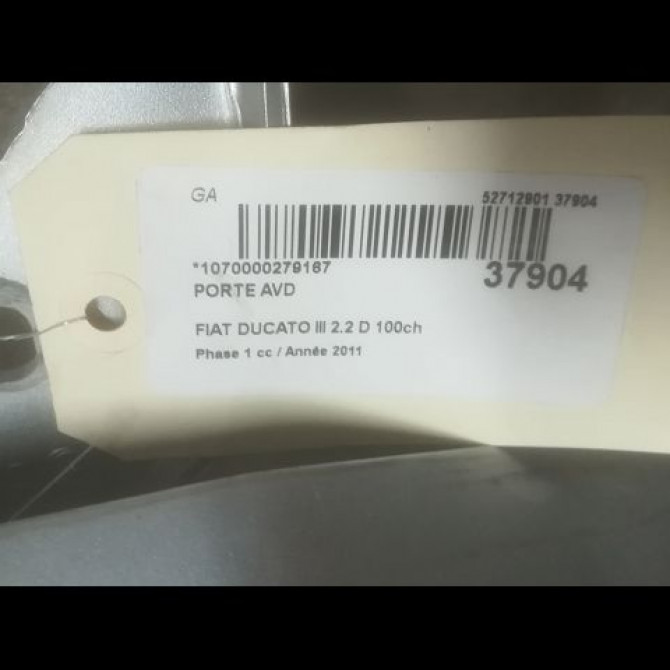Porte avant droite occasion FIAT DUCATO III Phase 1 06-2006->10-2014 2.2 D 100ch 3
