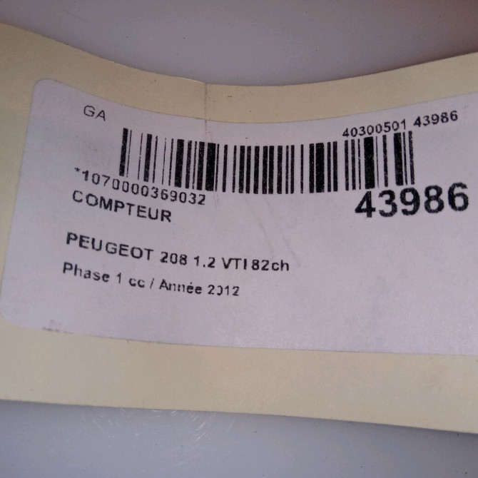 Compteur occasion PEUGEOT 208 208 Phase 1 2012-03-01->2015-09-30 1.2 VTI 82ch 9822633180 5