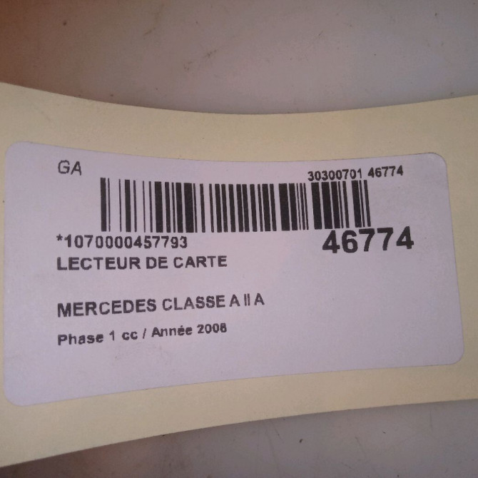 Lecteur de carte occasion MERCEDES CLASSE A II Phase 1 12-2004->04-2008 A 180 CDI 5
