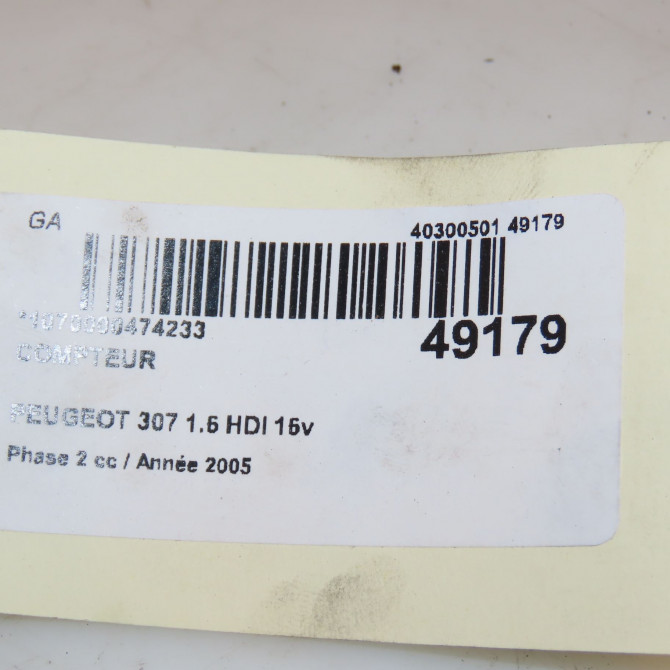 Compteur occasion PEUGEOT 307 Phase 2 06-2005->03-2008 1.6 HDI 16v 90ch 6103K3 3