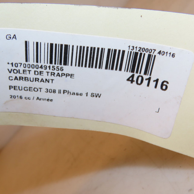 Volet de trappe carburant occasion PEUGEOT 308 II Phase 1 SW 02-2014->08-2017 9801135780 3