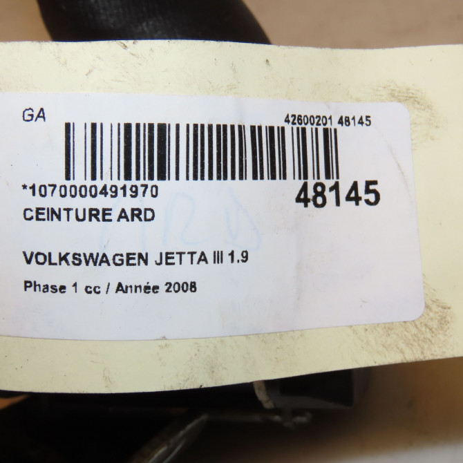 Ceinture arrière droite occasion VOLKSWAGEN JETTA III Phase 1 09-2005->12-2010 1.9 TDI 105ch 1K5857806BRAA 3