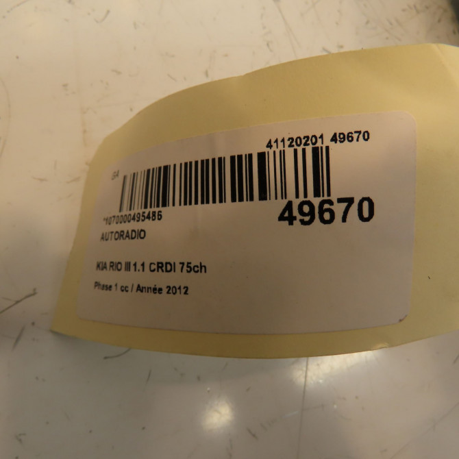 Autoradio occasion KIA RIO III Phase 1 06-2011->... 1.1 CRDI 75ch 961701W750CA 6