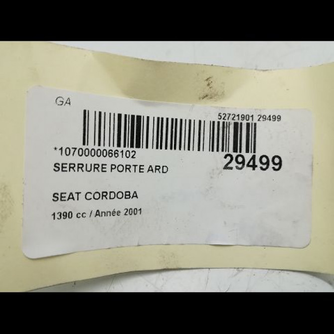 Serrure porte ard occasion SEAT CORDOBA I Phase 2 09-1999->10-2002 6K4839016H 5