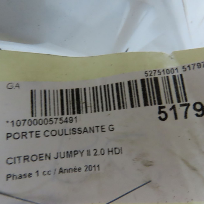 Porte coulissante g occasion CITROEN JUMPY II Phase 1 01-2007->... 2.0 HDI 120ch 9006J8 5