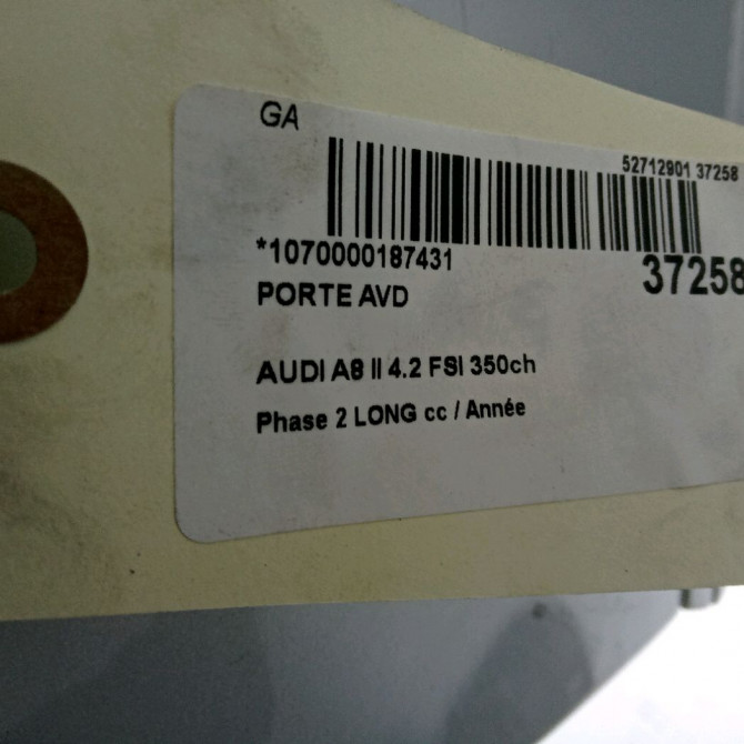 Porte avant droite occasion AUDI A8 II Phase 2 LONG 12-2007->12-2009 4.2 FSI 350ch 4E0831052C 4