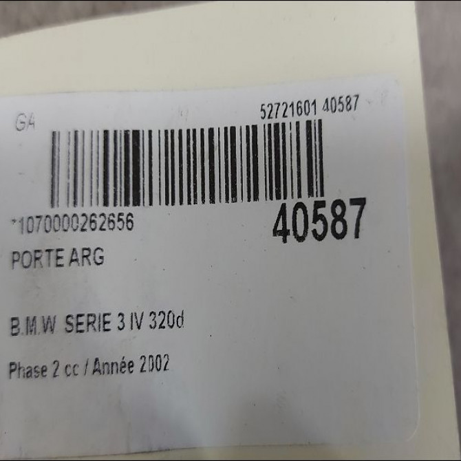Porte arrière gauche occasion B.M.W. SERIE 3 IV Phase 2 09-2001->03-2005 320d 41527034153 3