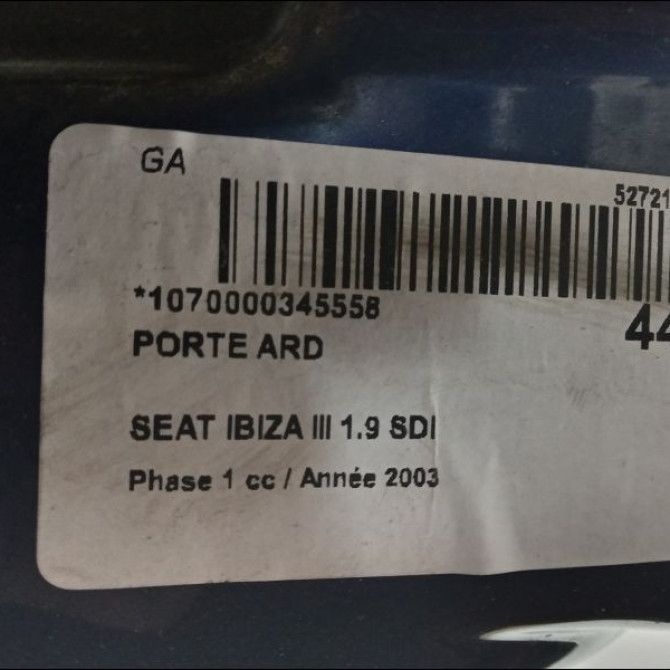 Porte arrière droite occasion SEAT IBIZA III Phase 1 03-2002->03-2006 1.9 SDI 6L4833056T 3
