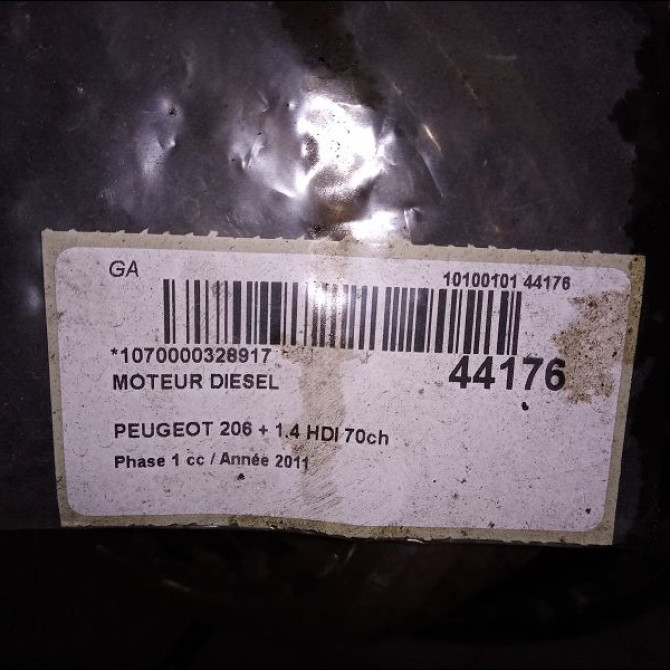 Moteur diesel occasion PEUGEOT 206 + Phase 1 03-2009->05-2013 1.4 HDI 70ch 135RP 6