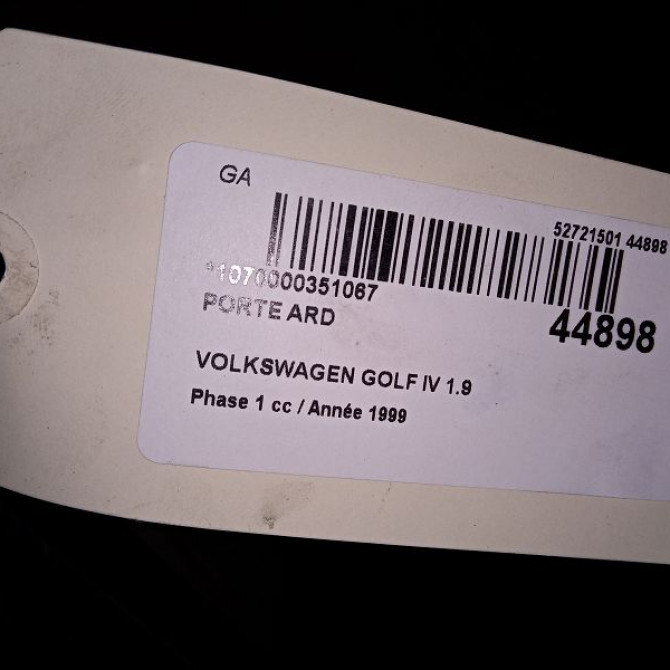 Porte arrière droite occasion VOLKSWAGEN GOLF IV GOLF IV Phase 1 1998-01-01->2005-06-30 1.9 TDI 110ch 2