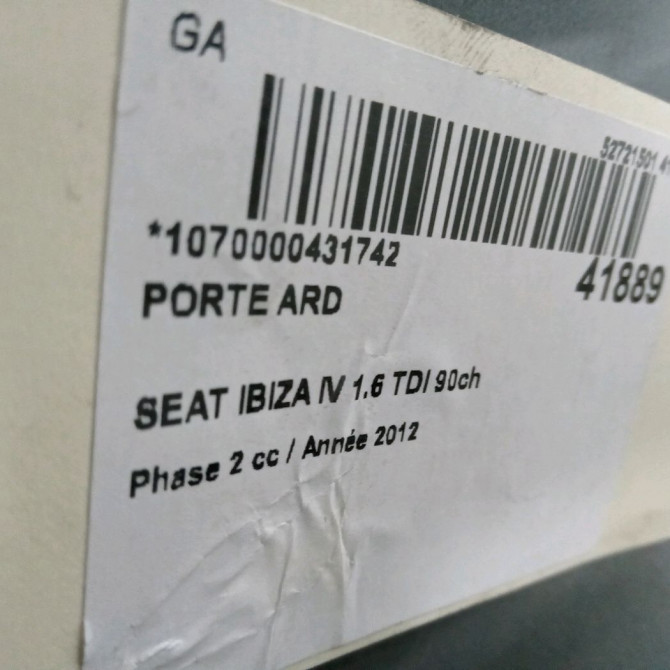 Porte arrière droite occasion SEAT IBIZA IV IBIZA IV Phase 2 2012-02-01->2016-03-31 1.6 TDI 90ch 6J4833056 3
