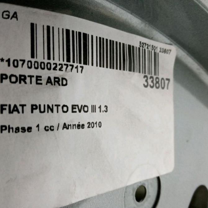 Porte arrière droite occasion FIAT PUNTO EVO III Phase 1 10-2009->12-2013 1.3 MULTIJET 75ch 51888069 3